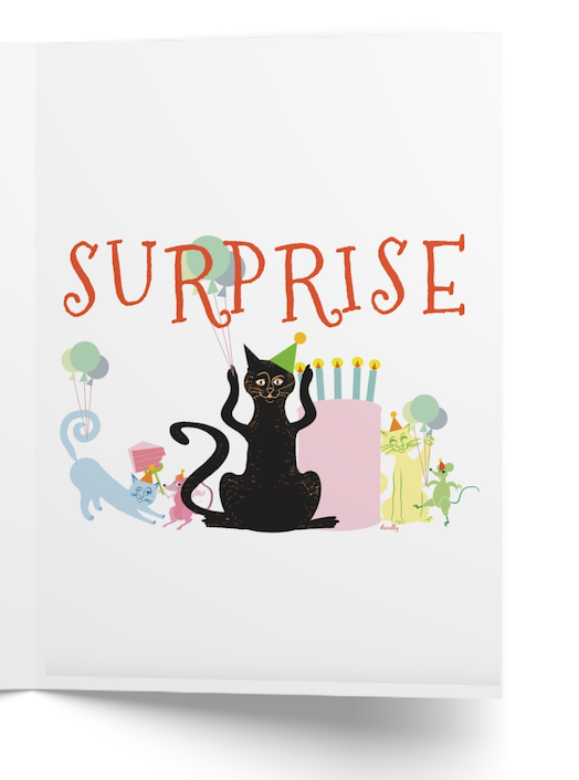 Calico Cat_Surprise Party Card